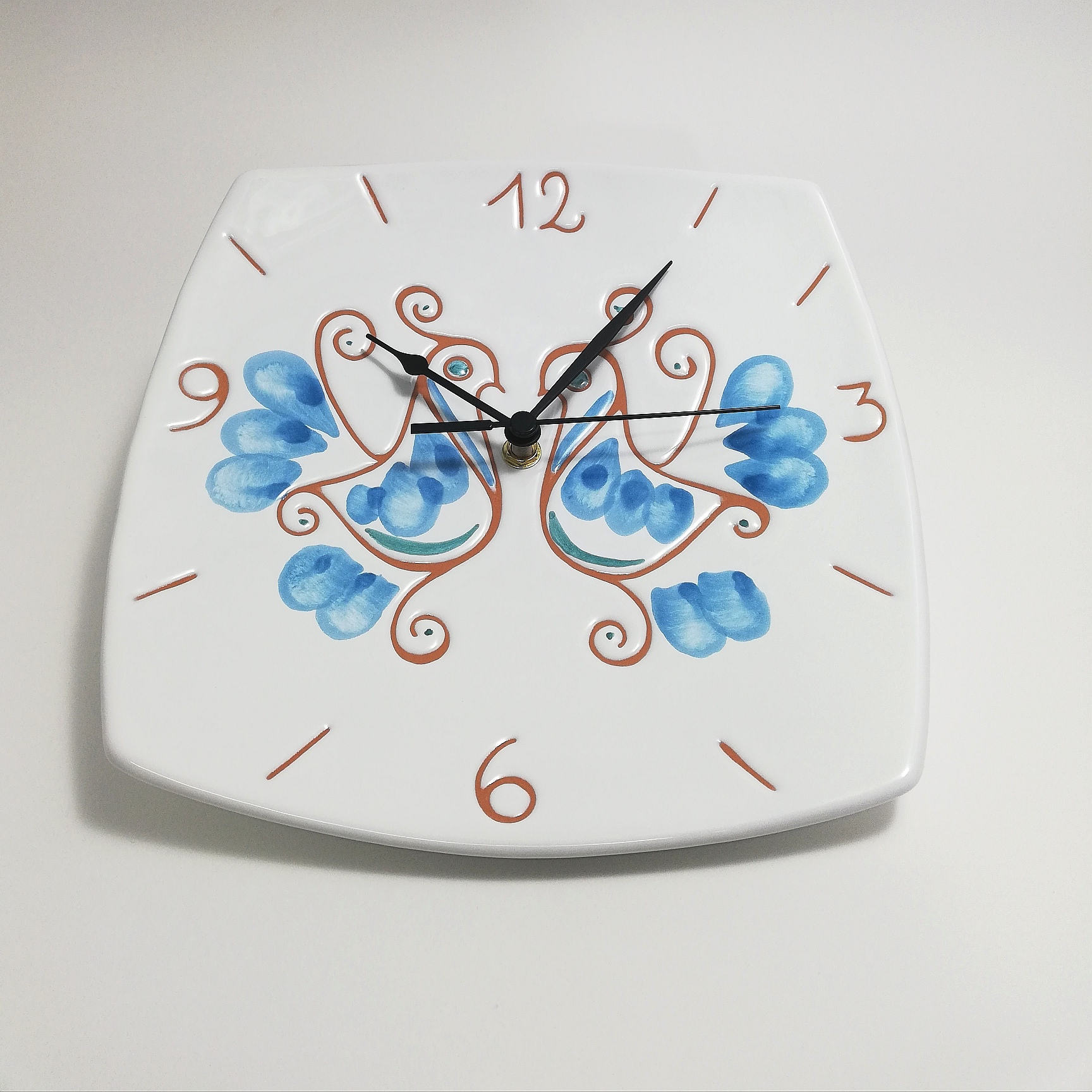 Orologio Quadrato "Pavoncella tradizionale" Blu cm. 20x20 - immagine 2