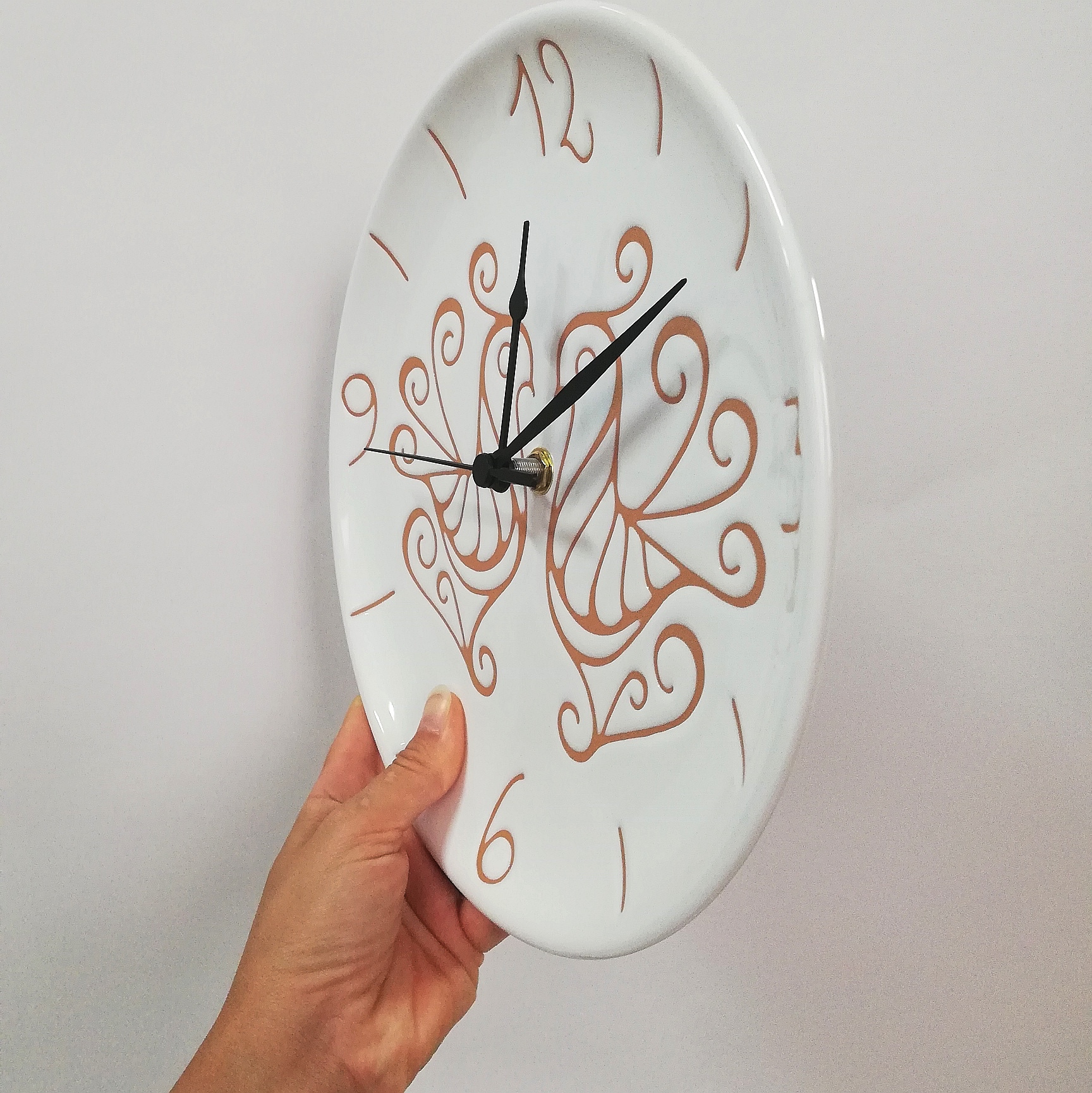 Orologio Tondo "Pavoncella" Bianco cm.25 - immagine 3