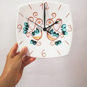 Orologio Quadrato "Pavoncella Tradizionale" Verde Smeraldo cm.20x20