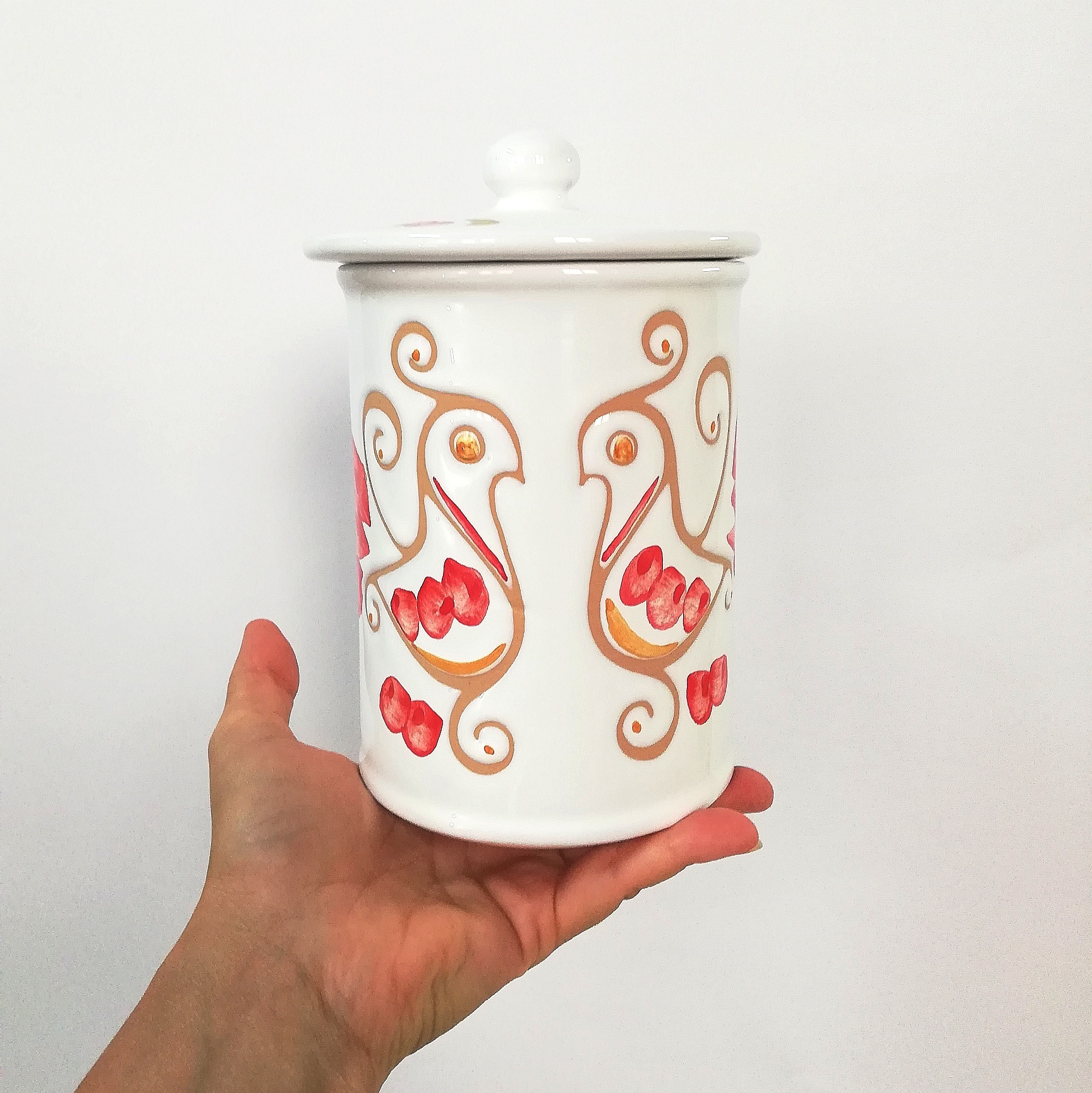Barattolo con tappo "Pavoncella Tradizionale" Rosso h.18