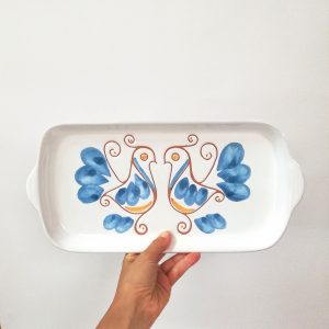 Vassoio Rettangolare Tradizionale Azzurro cm.36