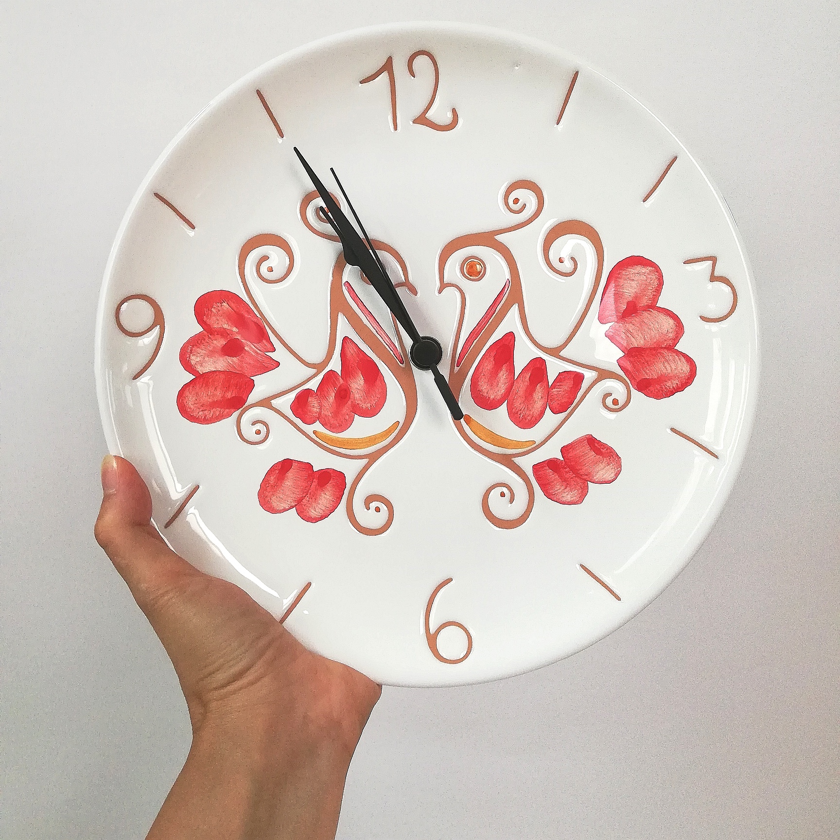 Orologio Tondo "Pavoncella Tradizionale" Rosso 25 cm
