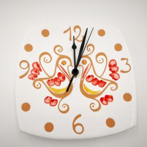 Orologio Quadrato "Pavoncella Tradizionale" Rossa 25cm